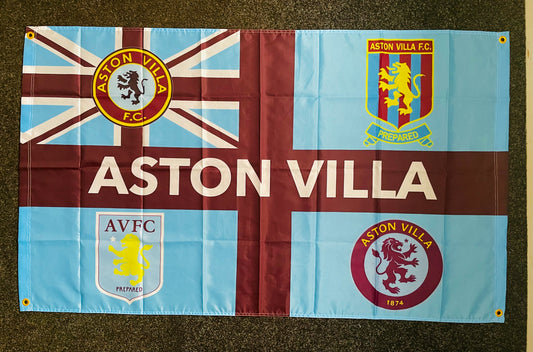 VILLA - 'CLASSIC VILLA RETRO BADGES' FLAG LIGHT BLUE (VIL09)
