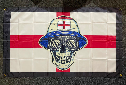 ENGLAND - VINTAGE MIGLIA SKULL ST GEORGE CROSS FLAG (ENG09)