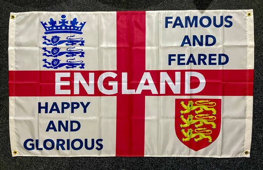 ENGLAND - VINTAGE STYLE 'FAMOUS AND FEARED' ST GEORGE CROSS FLAG (ENG08)