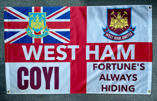 WEST HAM - 'FORTUNE'S ALWAYS HIDING' FLAG (WES26)