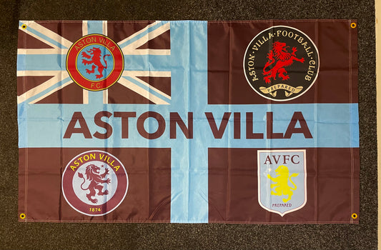 VILLA - 'CLASSIC VILLA RETRO BADGES' FLAG CLARET (VIL07)