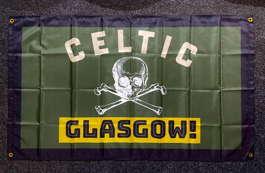 CELTIC - CELTIC GLASGOW CROSSBONES FLAG - GREEN (CEL13)