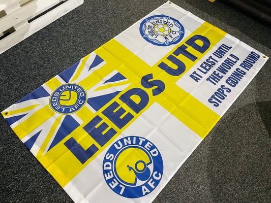 LEEDS - 'AT LEAST UNTIL' FLAG - WHITE (LU32)