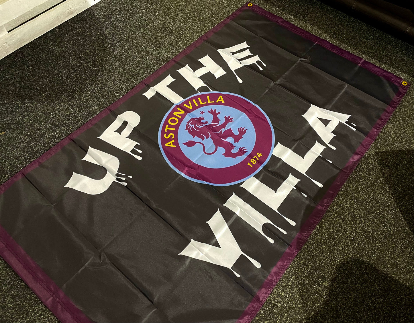 VILLA - 'UP THE VILLA' FLAG BLACK (VIL03)
