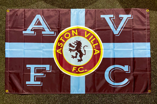 VILLA - 'RETRO VILLA BADGE ST GEORGE' FLAG CLARET (VIL04)