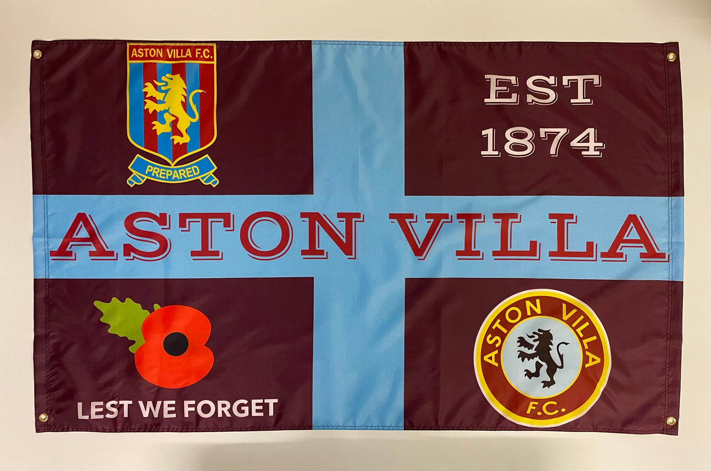 VILLA - 'RETRO VILLA BADGE ST GEORGE' FLAG CLARET (VIL10)