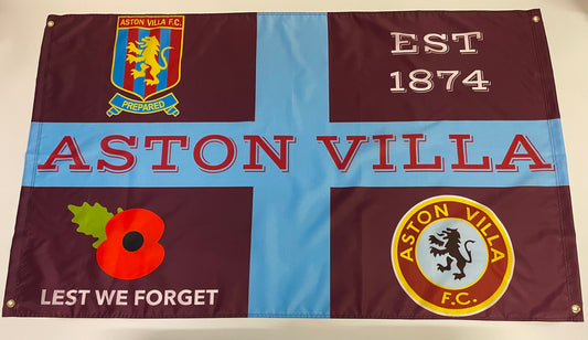 VILLA - 'RETRO VILLA BADGE ST GEORGE' FLAG CLARET (VIL10)
