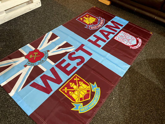WEST HAM - 'RETRO BADGES CLASSIC' FLAG CLARET (WES02)