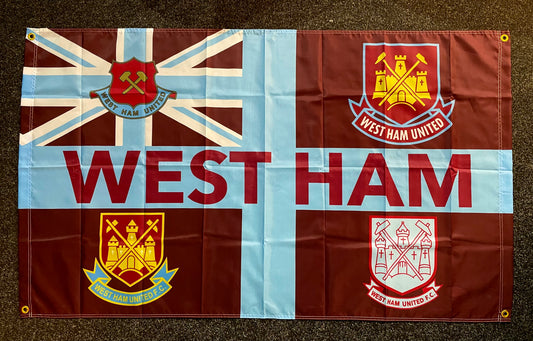 WEST HAM - 'RETRO BADGES CLASSIC' FLAG CLARET (WES02)