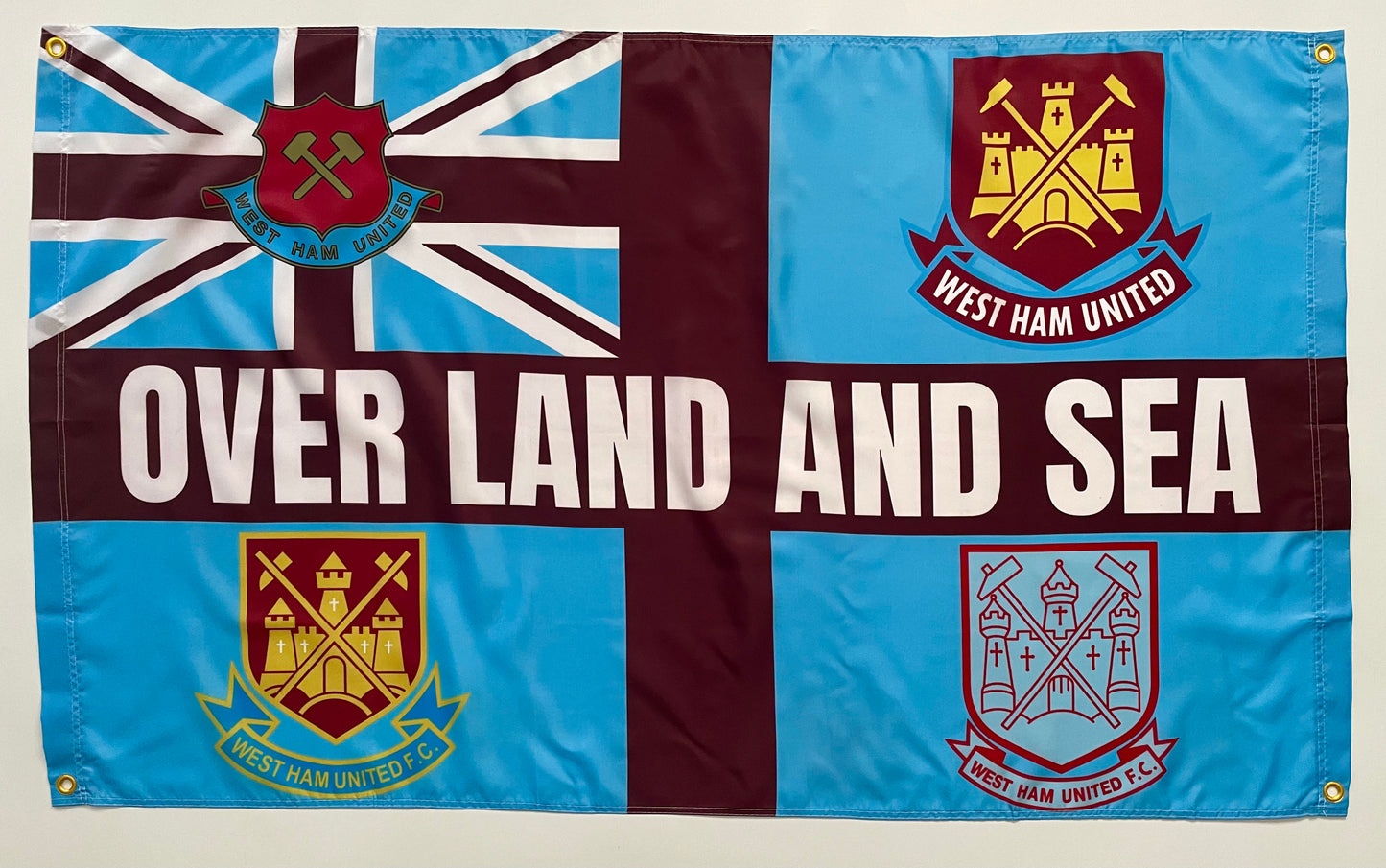WEST HAM - 'OVER LAND AND SEA' FLAG LIGHT BLUE (WES06)