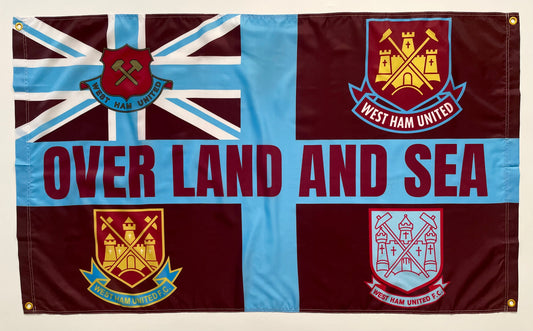 WEST HAM - 'OVER LAND AND SEA' FLAG CLARET (WES07)