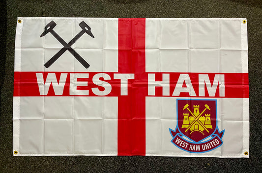 WEST HAM - 'RETRO BADGES ST GEORGE' FLAG (WES01)