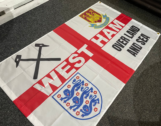 WEST HAM - 'ENGLAND OVER LAND AND SEA ST GEORGE' FLAG (WES03)