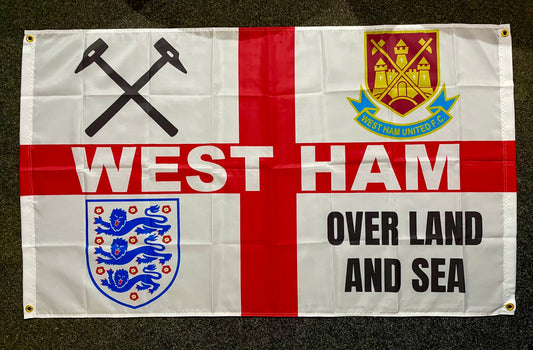 WEST HAM - 'ENGLAND OVER LAND AND SEA ST GEORGE' FLAG (WES03)