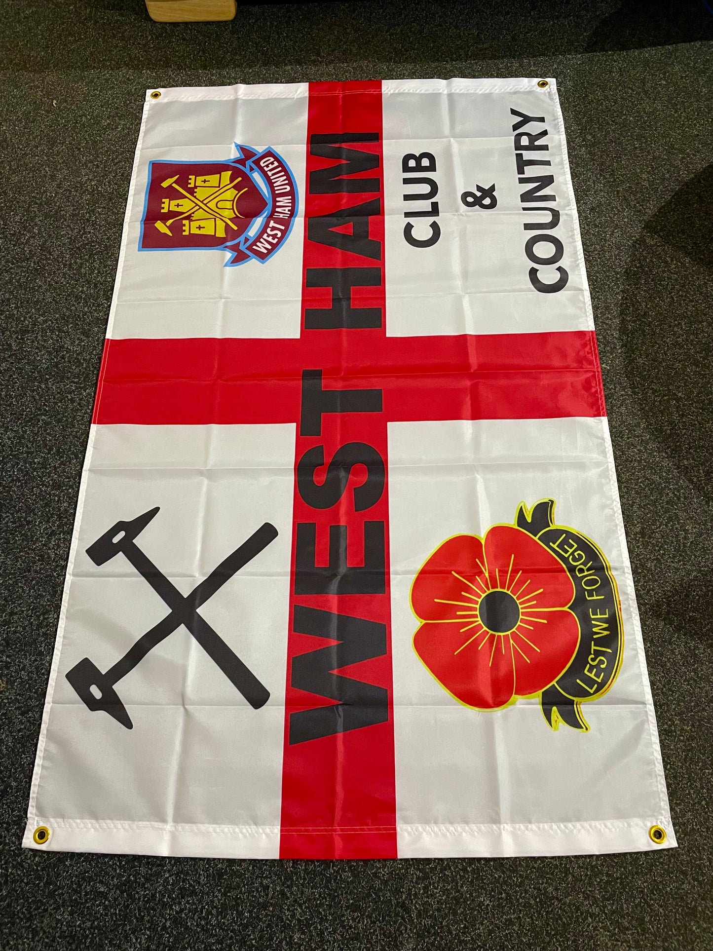 WEST HAM - 'CLUB & COUNTRY POPPY ST GEORGE' FLAG (WES05)
